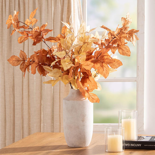 Mitt&Ditt Ceramic Flower Vase, 12.5 inch Tall Off-White Vase, Large Decorative Terracotta Vases, Farmhouse Rustic Pottery Vases for Home Decor, Living Room, Table