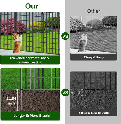 20 Panels No Dig Decorative Garden Fence with Gate - 40 in (H) x 47.2 ft (L) 19 Panels + 1 Gate, Dog Fence Outdoor for Yard, Rustproof Metal Animal Barrier Ground Stakes Fencing for Garden