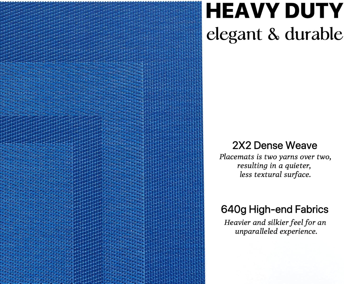 LEXMORE Placemats Set of 8 Vinyl/Plastic Woven Place Mats for Kitchen Table Indoor/Outdoor Washable Placemat Wipeable Dining Table Mats(Navy Cube)