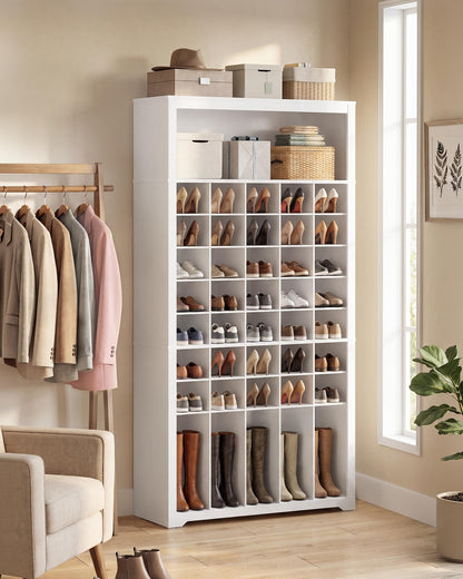 VASAGLE Tall Shoe Cabinet, Farmhouse Shoe Storage Organizer for Entryway, Vertical Wood Rack Holds