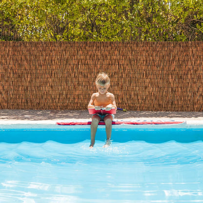 Brown 2 Pack 3.3FT X 16.4FT Reed Fencing Roll, Balcony Privacy Shade Reed Bamboo Fencing Garden Fence Border, Wind Block Sunshade Fence Screen for Outdoor Yard Patio Flower Bed Edge