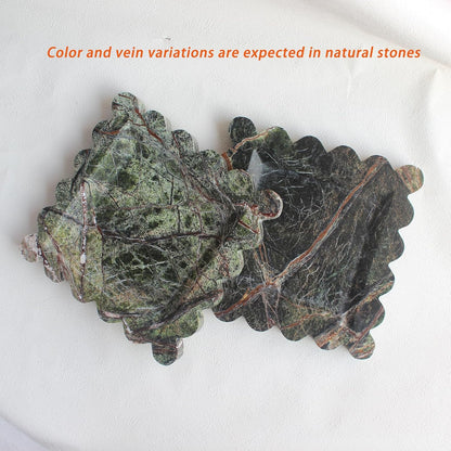 Natural Luxury Marble Tray with Scalloped Edge, Handmade Square Decorative Tray, Catch All Tray for Counter, Dresser, Nightstand and Home Décor (Rain Forest Green)