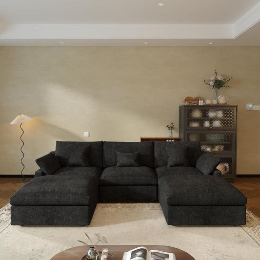 JACH U Shaped Sectional Couches, Cloud Sectional Couch with Deep Seat, 119" Down Filled Modular