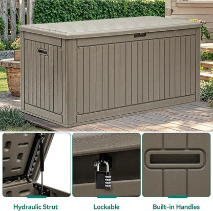 YITAHOME 260 Gallon Double-Wall Deck Box with Divider & Side Handles, Outdoor Large Storage for Patio Furniture Cushions, Garden Pool Accessories, Water Resistant & Lockable