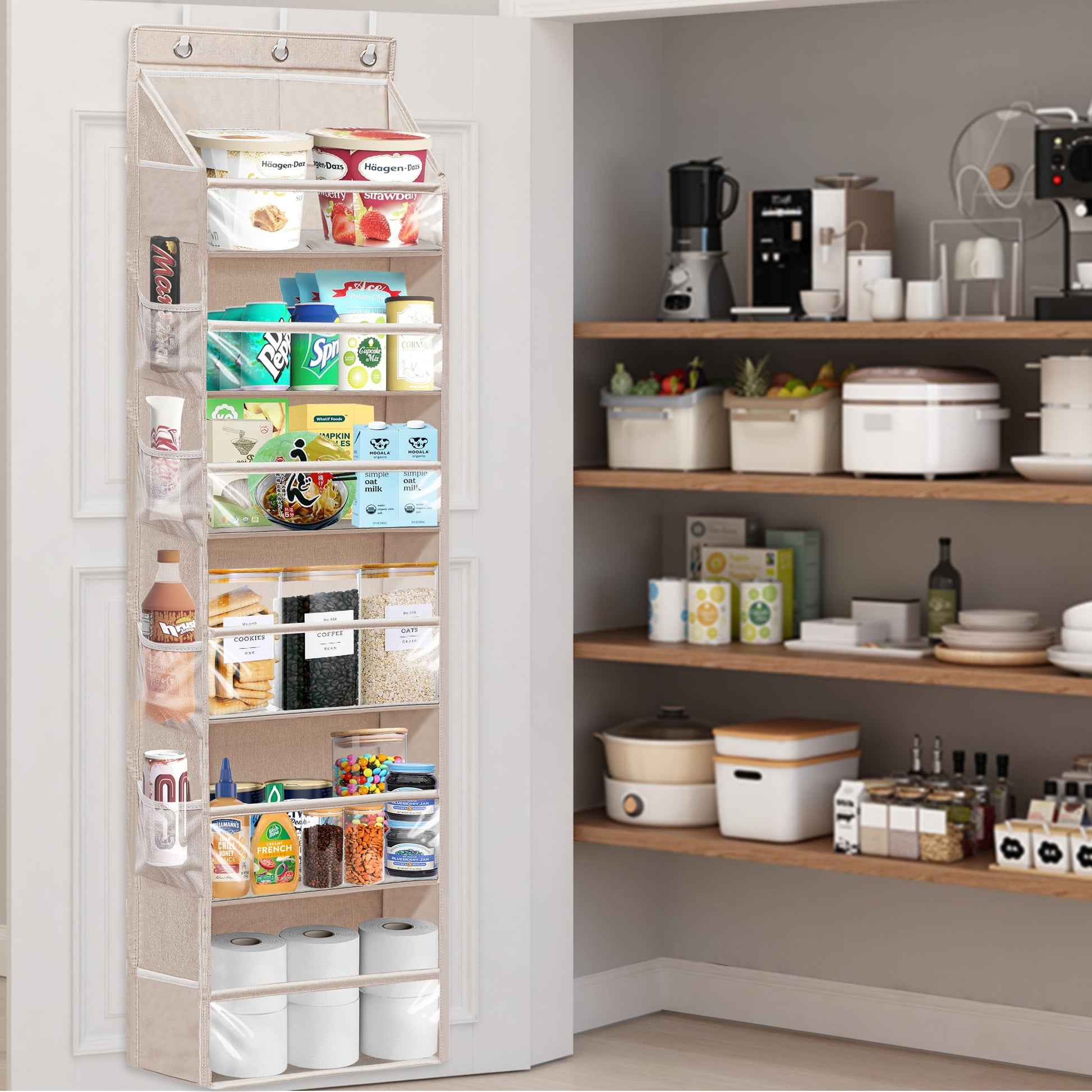 STORAGEIDEAS Over Door Organizer with 6 Extra Large Pockets 12 Side Pockets, Sturdy Closet Storage