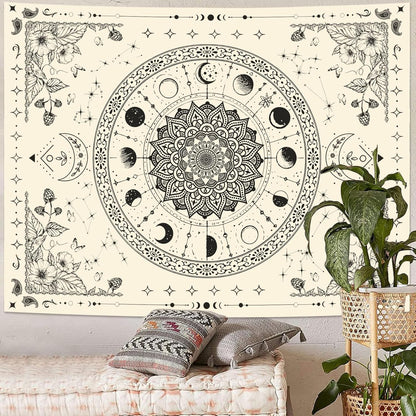 Lunerfex Mandala Moon Tapestry Boho Tapestry for Bedroom Black and White Tapestries Wall Hanging Living Room Wall Art and Home Decor 70x90