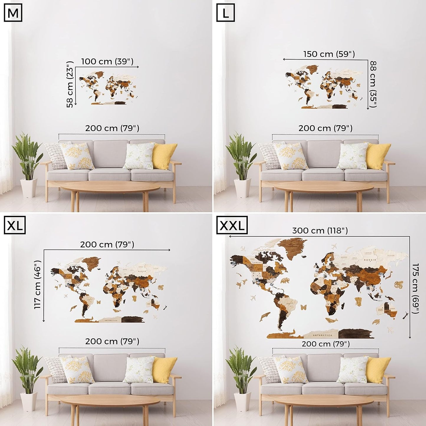 HYPERI Multilayered 3D Wooden World Map Wall Decor, Wood Art Wall Decor, Mapa Mundi Para Pared, World Maps and Push Pins, Valentine's Day Gifts For Dad, Mom, Boss, Husband, Wife (Medium)