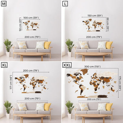 HYPERI Multilayered 3D Wooden World Map Wall Decor, Wood Art Wall Decor, Mapa Mundi Para Pared, World Maps and Push Pins, Valentine's Day Gifts For Dad, Mom, Boss, Husband, Wife (Medium)