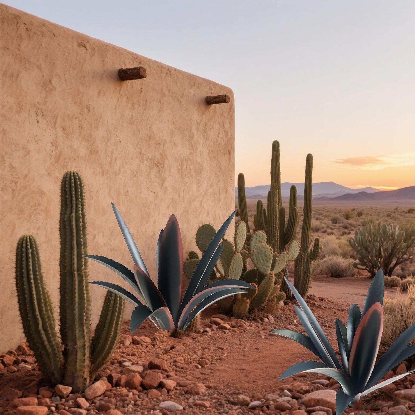 DIY Metal Agave Plant Art Yard Tequila Art Sculpture, Tequila Rustic Garden Sculpture Statue Outdoor Decor,Agave Metal Plants for Yard, Garden Lawn Ornaments (12 Leaves -Black)