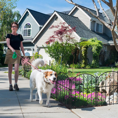 Decorative Garden Fence 17in (H) x20ft (L), Arched Rustproof Metal No Dig Fence for Dogs & Rabbit, Ornamental Animal Barrier for Flower Beds, Border Panels Fencing for Yard & Patio Outdoor Decor