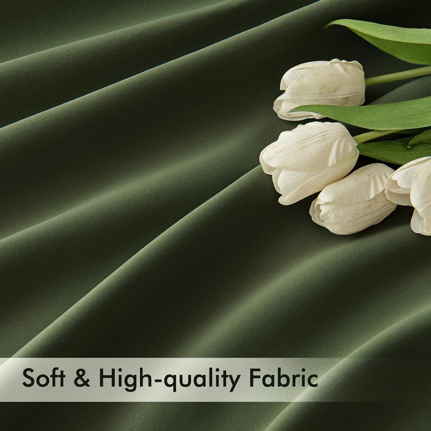 MIULEE Olive Green Back Tab Blackout Curtain 96 Inch Long 2 Panels Set for Bedroom, Rod Pocket/Pinch Pleat Thermal Insulated Living Room Darkening Pleated Light Blocking Floor to Ceiling Drape