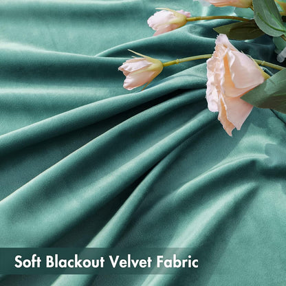 MIULEE Teal Velvet Curtains Thermal Insulated Blackout Curtain Drapes for Bedroom Living Room Darkening 63 Inches Long Curtains Panels Rod Pocket Set of 2