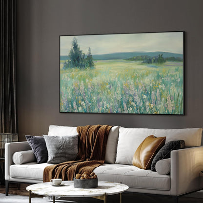 SIGNWIN 36"x60" Extra Large Framed Wall Art Wildflower Meadow Landscape Soft Pastel Nature Illustration for Home Living Room Bedroom Decor (Frame Assembly Required)