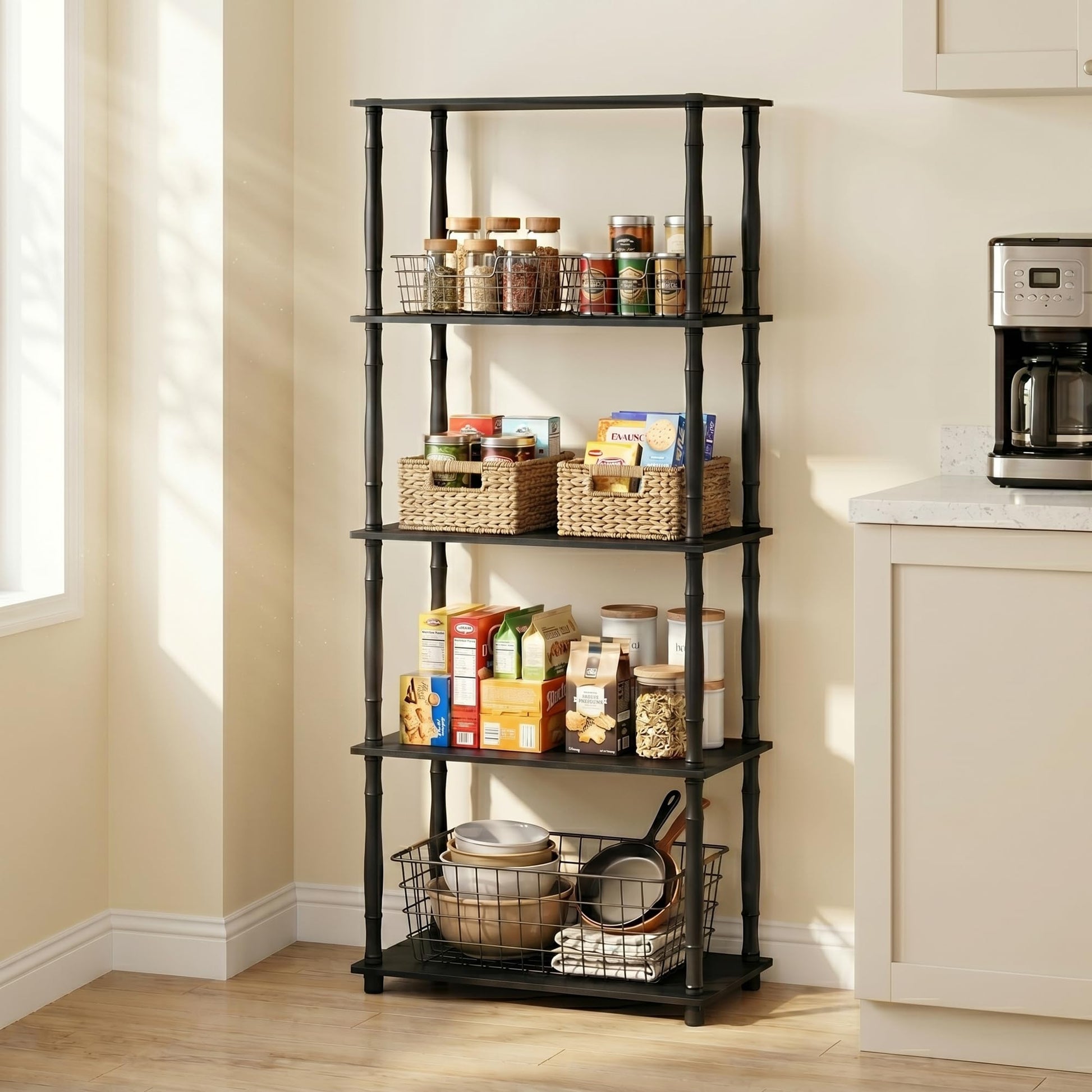 Furinno Turn-N-Tube 5-Tier Multipurpose Shelf / Display Rack / Storage Shelf / Bookshelf, Classic