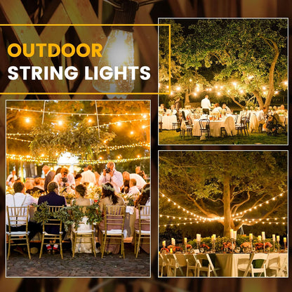 100FT Outdoor String Lights, LED Patio Lights with 50+3 ST38 Vintage Edison Shatterproof Bulbs, IP65 Weatherproof Outside Hanging Lights for Backyard Bistro Cafe Garden(50FTx2)