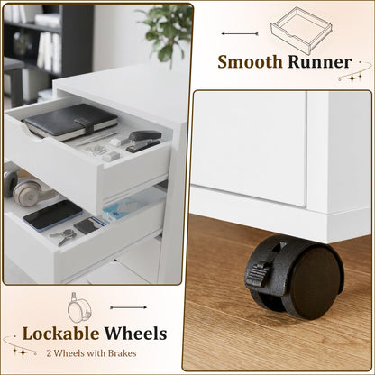 7 Drawer Mobile File Cabinet, Office Storage Cabinet, with Drawers