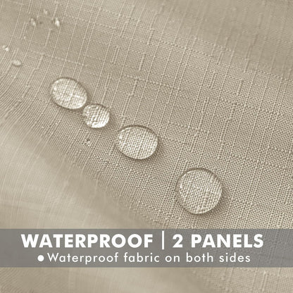 HolidayIdeas 4 Panels Linen Outdoor Curtains for Patio Waterproof Cream Outside Curtains 120 inch Long-Indoor/Outdoor Gazebo Curtains Weatherproof, Privacy for Pergola, Porch, Cabana 54"x120"