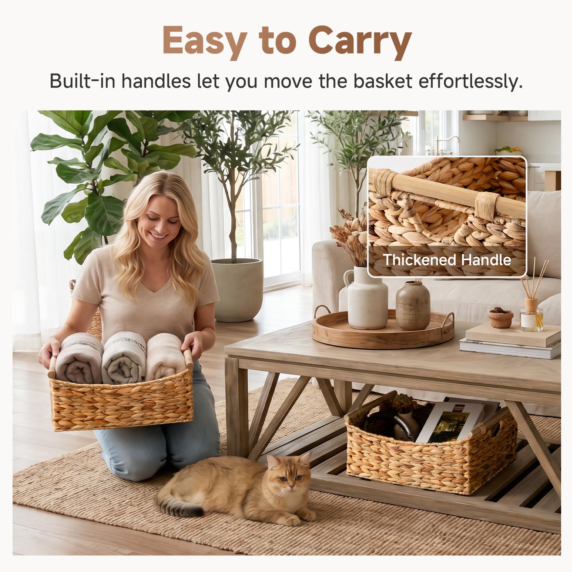 StorageWorks Extra Large Wicker Baskets with Handles, Hyacinth Basket,1Pack