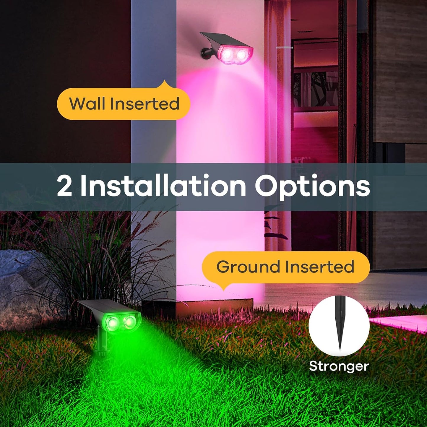 Linkind Solar Lights Outdoor Waterproof IP67, StarRay RGB Solar Spot Lights Outdoor, Color Changing Outdoor Solar Lights for Yard, Garden, Pathway, Decorations (Multicolor, 6 Pack)