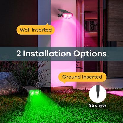 Linkind Solar Lights Outdoor Waterproof IP67, StarRay RGB Solar Spot Lights Outdoor, Color Changing Outdoor Solar Lights for Yard, Garden, Pathway, Decorations (Multicolor, 6 Pack)