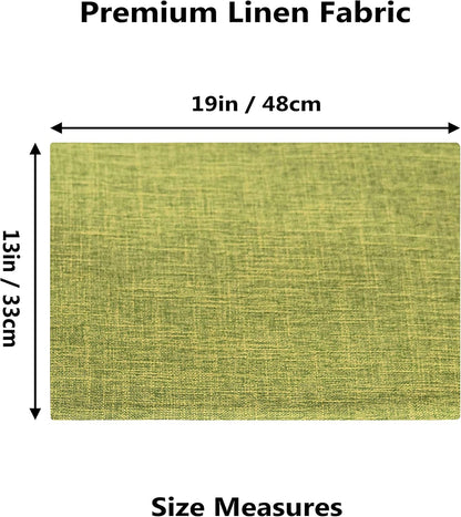Home Brilliant Green Placemats Set of 4 Washable Place Mats Linen Placemats Heat Resistant Table Mats for Wooden Table Indoor Outdoor Decor, Lime Green
