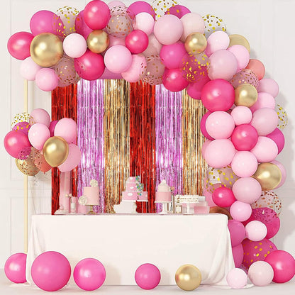 3 Pack 3.3 x 8.2 ft Valentine Foil Fringe Backdrop Curtains, Tinsel Streamers Party Decorations, Fringe Backdrop, Door Shimmer for Valentine or Birthday Party