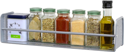 Simple Houseware Wall Mounted Spice Rack, Silver, Set of 2