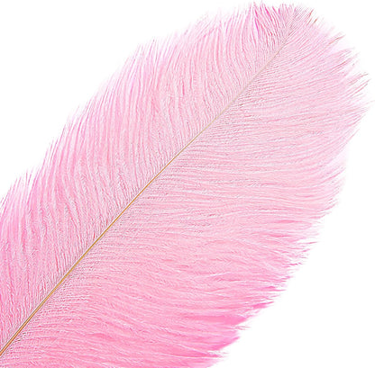 THARAHT 12PCS Ostrich Feathers Natural Bulk 14-16Inch(35-40cm) for Wedding Party Centerpieces Easter Gatsby Flower Arrangement and Home Decorate Ostrich Feathers,Pink