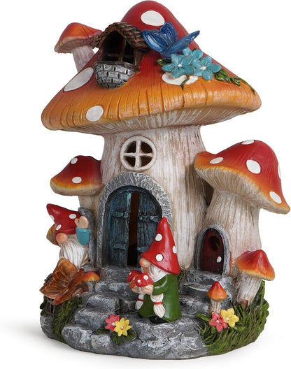 Hodao Spring Garden Mushroom Gnomes Decorations Mushroom House Ornaments Decor for Porch, Garden Yard Spring Lighting House for Outdoor Decor Birthday Gifts for Mom, Grandma,Women