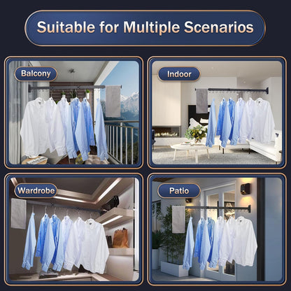 Clothes Drying Rack,Laundry Drying Rack Wall Mount, Space Saver Clothes Rack,Retractable,Collapsible(Tri-Fold), for Balcony,Laundry,Bathroom, Dark Grey Color,3z-g02