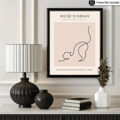 Poster Master Vintage Poster - Retro One Line Cat Drawing Print - Cat Art - Minimal Gift for Men, Women, Animal Lover - Abstract Wall Decor for Home, Office, Bedroom - 16x20 UNFRAMED Wall Art