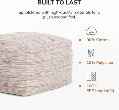 Anji Mountain 22"x22"x16" Handmade & Handcrafted Ottoman Pouf Comfortable Pouf Ottoman Foot Rest & Home Décor Accent for Living Room, Bedroom, Nursery, Kids Room, Patio