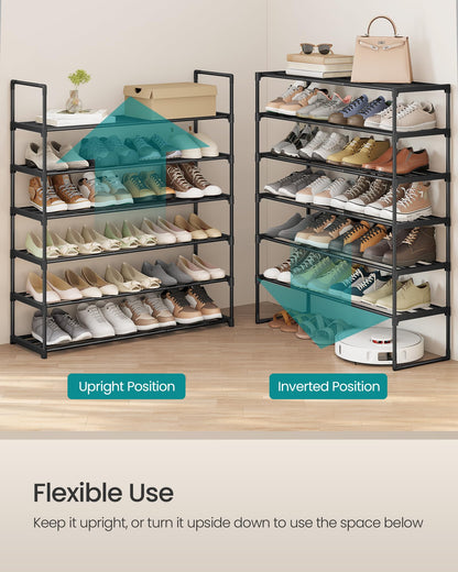 SONGMICS Shoe Rack, 6-Tier Shoe Organizer, Metal Storage Shelf, Upright or Upside Down, for 24-30