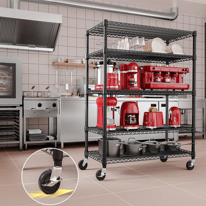 IZEUK Garage Shelving Wide Storage Shelves 5 Tier Metal Shelves 4000 LBS Heavy Duty Adjustable Utility Shelf Rack Black 23.6" D x 53.1" W x 73.6" H