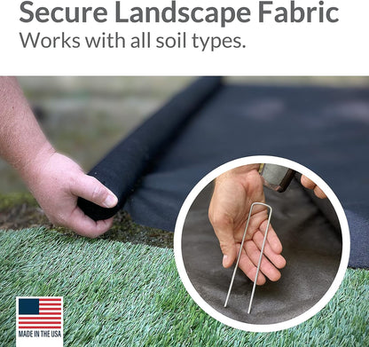 Pinnacle Mercantile 200 Pack Galvanized Garden Stakes Landscape Staples Extra Heavy Duty Sod Ground Anchors Anti Rust 6 inch Metal Pins 9 Gauge USA Made