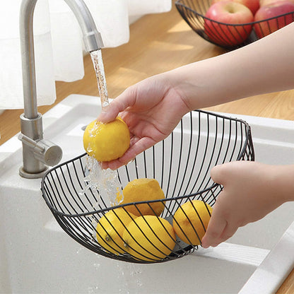 Metal Wire Fruit Basket, Black Fruit Bowl for Kitchen Counter, Fruit Holder Stand Storage Baskets for Countertop, Home Decor, Table Centerpieces, Vegetable Bowls for Fruits, Veggies, Snacks (Black)
