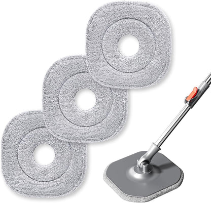 9 Inch Square Microfiber Mop Pad Refill Compatible with True & Tidy Mop System and Most 9 Inch Square Spin Mops - Thickened Washable & Reusable Mop Replacement Pad for Wet Dry Mopping(3 Pack)