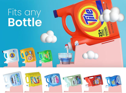 TidyFriend Liquid Laundry Detergent Holder Stand with Drip Tray & Rubber-Grip Feet, Stand for Laundry Room Organization and Storage, Fabric Softener Dispenser with Cup Holder for Easy Pouring (Rose)