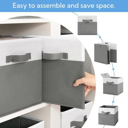 Cupic Cupid 6-Pack 11x11 Storage Cube, Fabric Storage Cubes, Gray and White