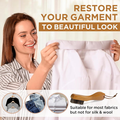 TAKAVU Stain Brush, Laundry Brush for Stain Removal, Natural Horse Hair Cleaning Brush with Ergonomic Handle, Suitable for Delicate Fabrics Without Damage, Perfect Laundry, Shoes, Boots, Home
