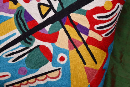 Kandinsky Modern Pillow Cover - Blue Painting | Abstract Throw Pillows | Modern Chair Cushion| Contemporary Accent Pillows | Mid Century Chair Cushions | Handmade Wool Size 18x18