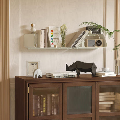 Floating Shelves, Wall Shelf, Set of 3 Wall Mounted Metal Shelves with Unique Design for Wall Storage, Book Shelf, Display Shelves for Bathroom Bedroom Kitchen Living Room for Home White