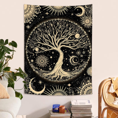 Lunerfex Tree of Life Tapestry Starry Sky Wall Tapestry, Vintage Tapestries for Bedroom Ceiling Tapestries Wall Hanging for Bedroom Living Room Decor Tree-3 44"x60"
