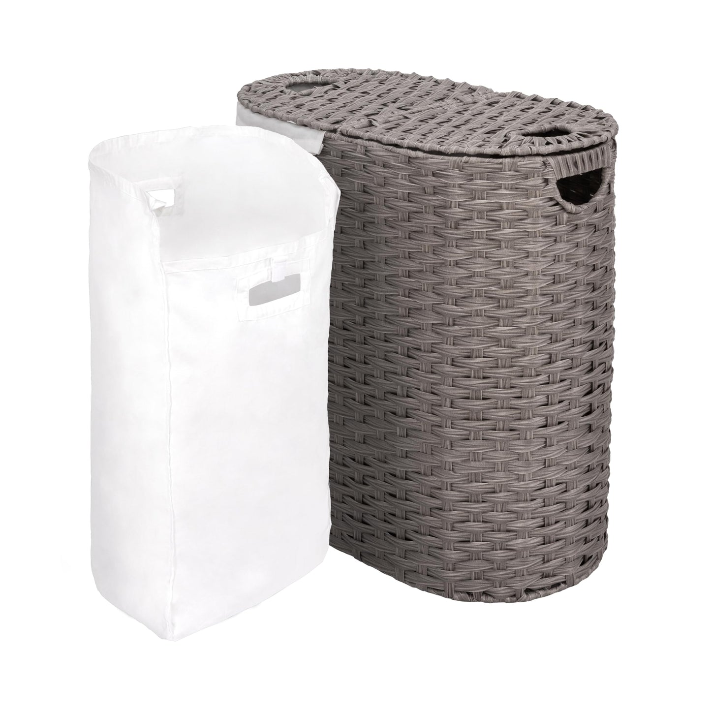 Seville Classics Premium Handwoven Portable Laundry Bin Basket with Carrying Handles, Household