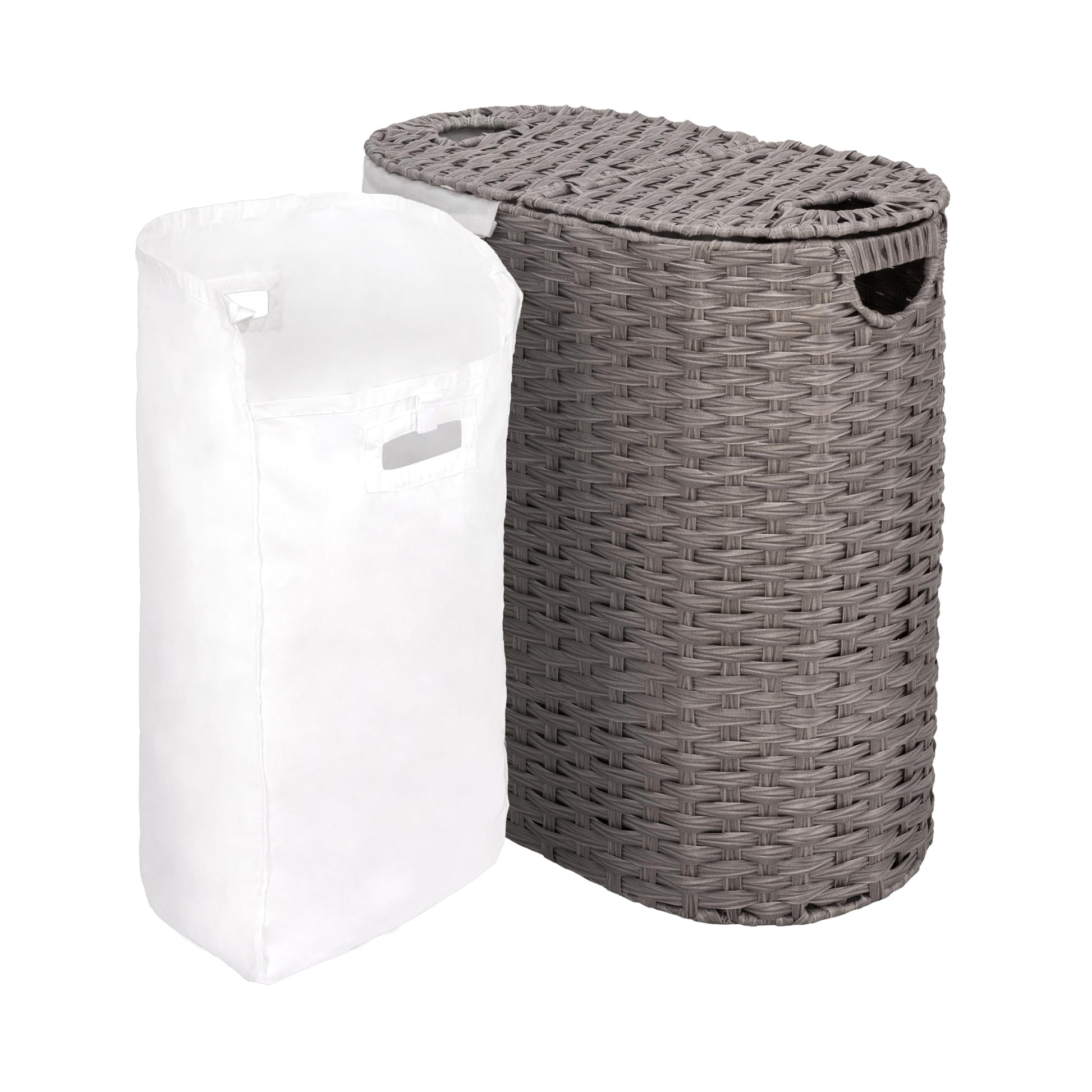 Seville Classics Premium Handwoven Portable Laundry Bin Basket with Carrying Handles, Household