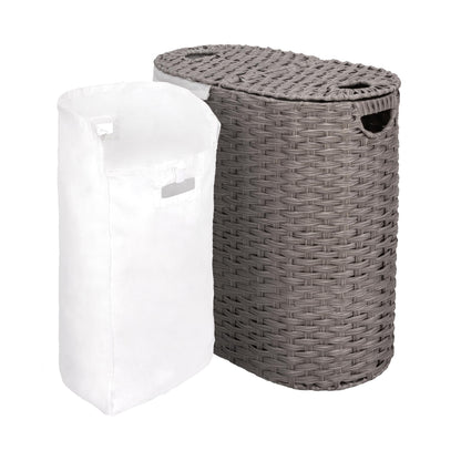 Seville Classics Premium Handwoven Portable Laundry Bin Basket with Carrying Handles, Household