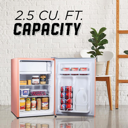 IBCR25BLS Compact, Energy Star Certified Small, Single Door Mini Fridge with Freezer Refrigerator, Large (2.5 cu ft), Blush Red