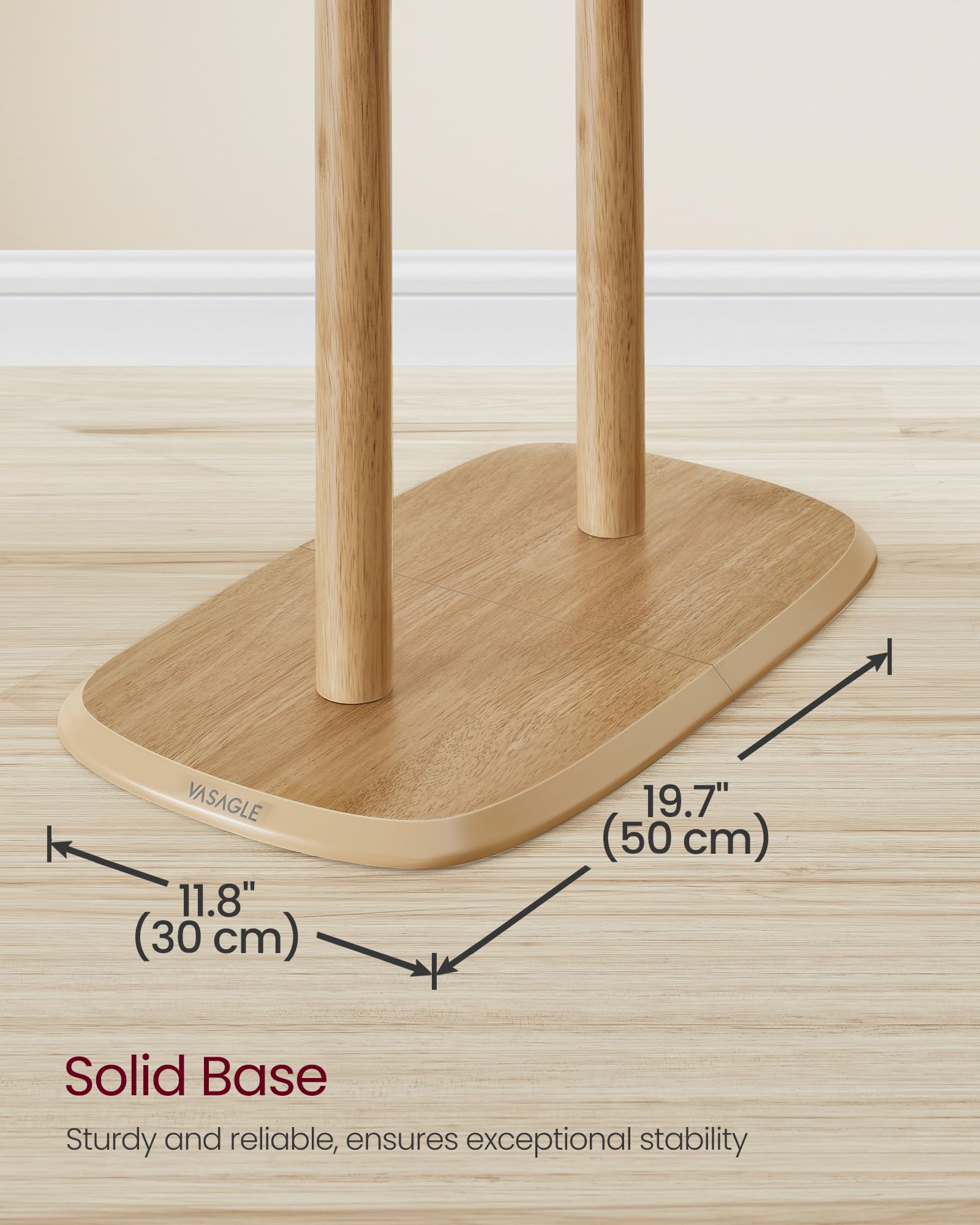VASAGLE Coat Rack, Free Standing Coat Stand, Hall Coat Tree with 8 Hooks and Storage Shelf, 67.2