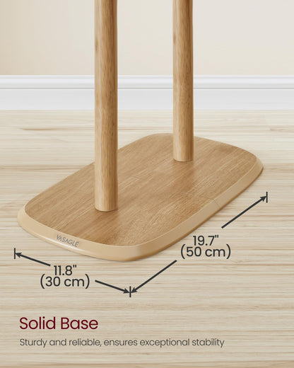 VASAGLE Coat Rack, Free Standing Coat Stand, Hall Coat Tree with 8 Hooks and Storage Shelf, 67.2