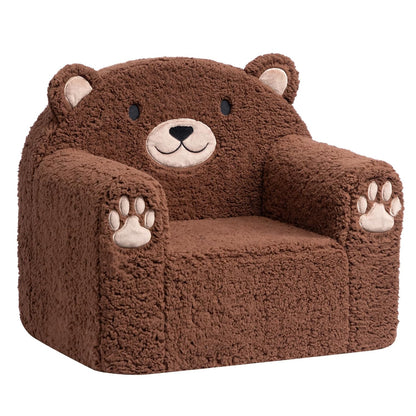 ALIMORDEN Animal Series Kid's Chair, Ultra-Soft Comfy Foam Filled Toddler Sofa Chair, Cute Animal-Shaped Design Toddler Couch, Lightweight Birthday for Boys & Girls (Brown Bear)